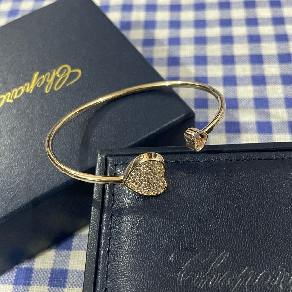 Chopard Gold Heart Pavé Open-Ended Cuff Bracelet